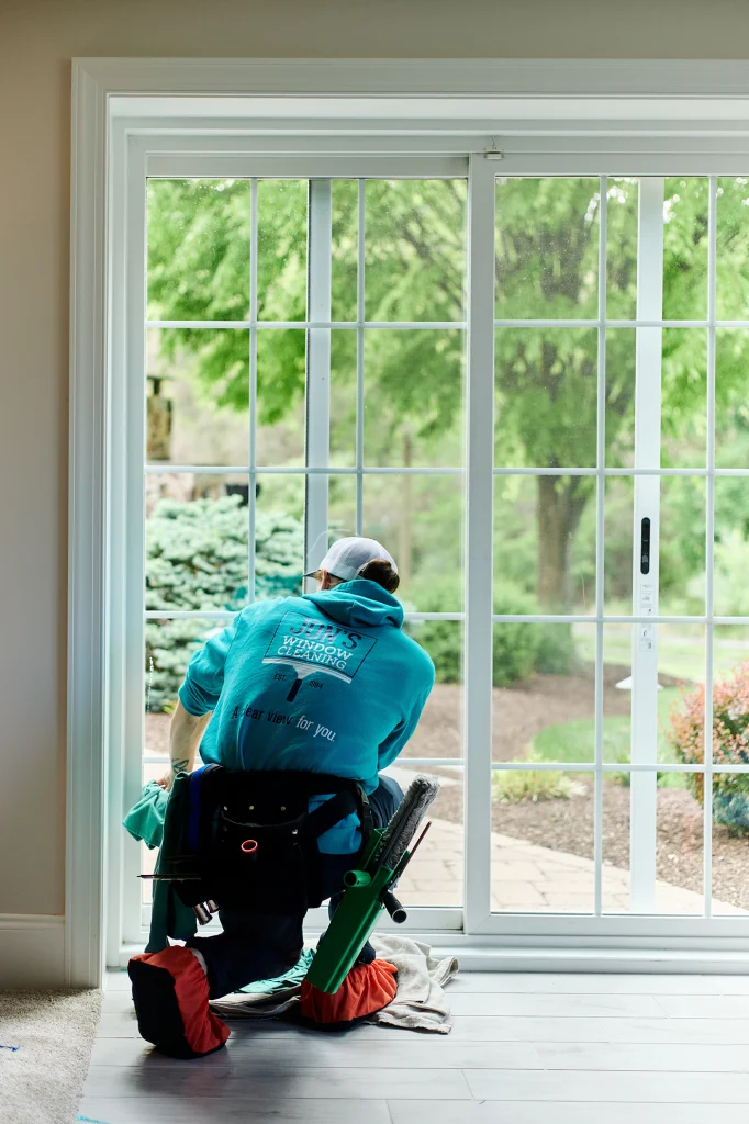 Residential exterior glass cleaning for clear streak-free windows throughout the home